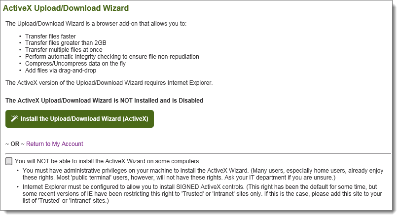 install upload download wizard activex